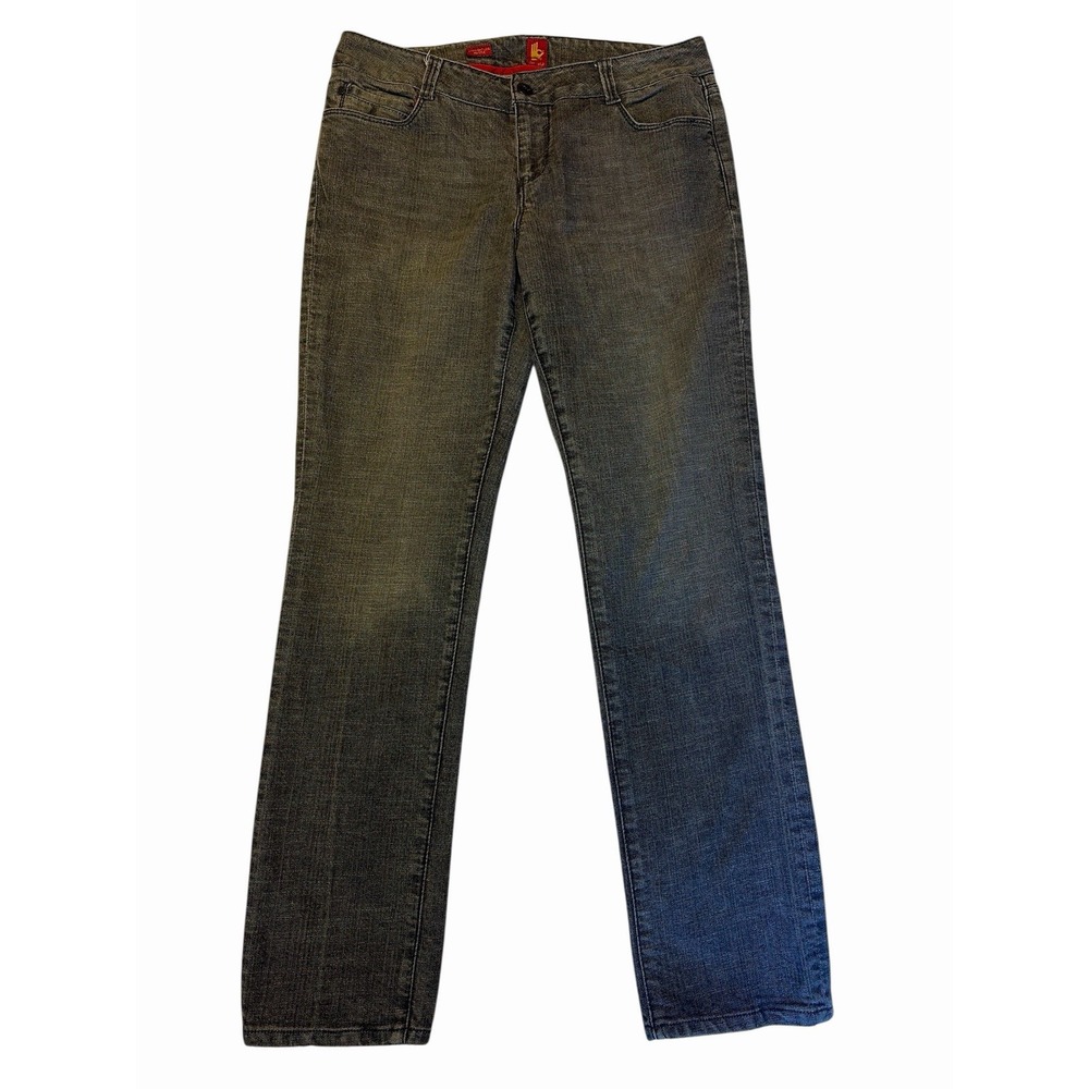 Sasson Ooh La La Womens Straight Leg Jeans Gray Denim Mid Rise Stretch  size 12